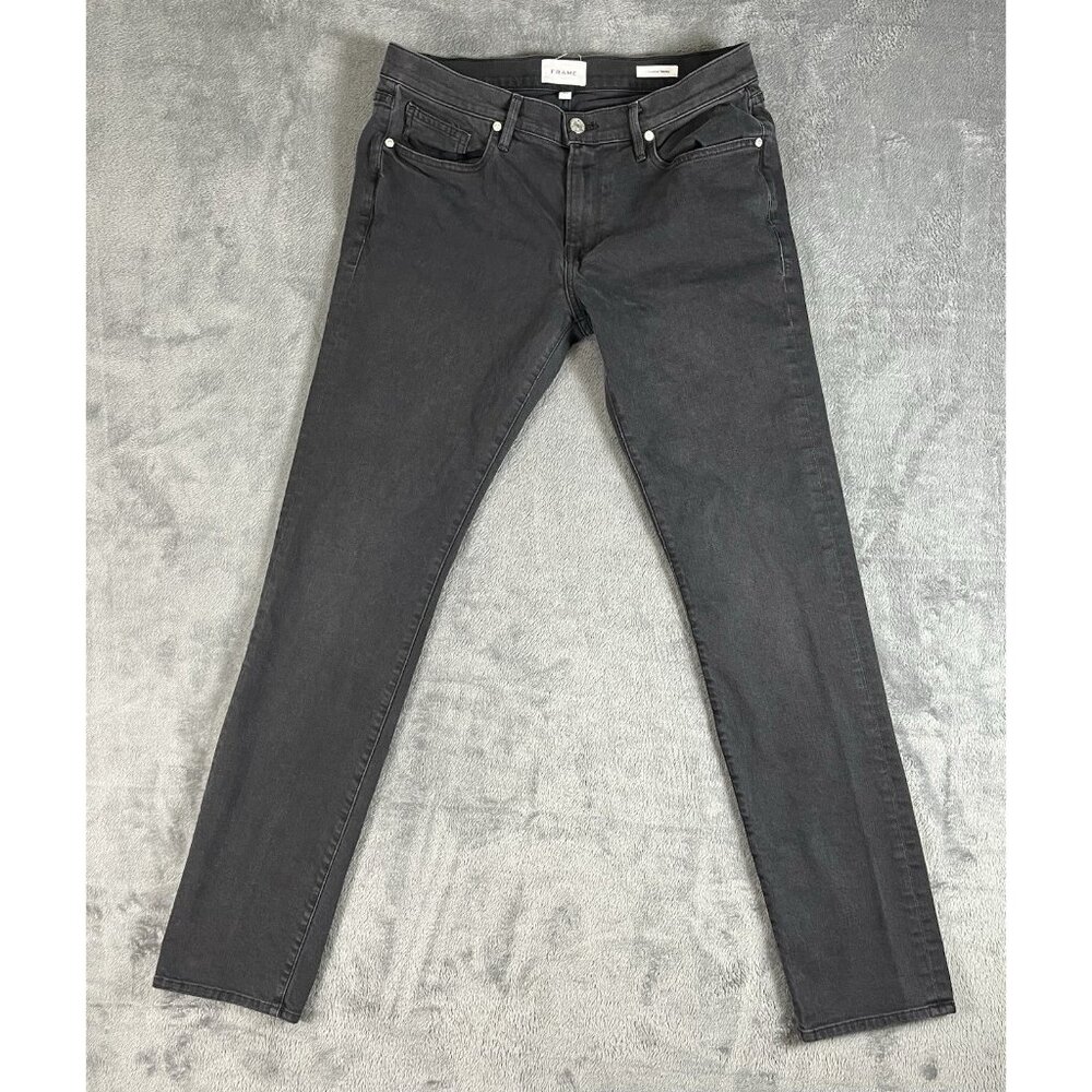 Frame L'Homme Skinny Jeans Men's Size 33 Black Fade To Gray Denim (34x32)